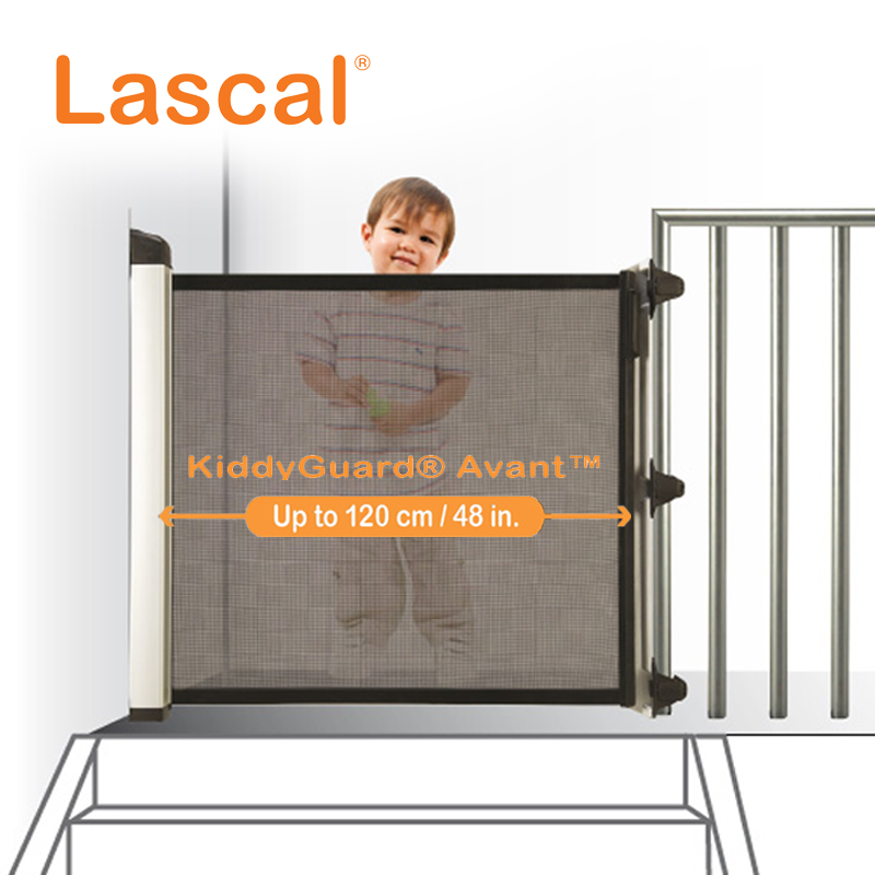 LASCAL Kiddy Guard Avant Baby Safety Gate| 1 Side Wall and 1 Side Bannister (Staircase) | Up to 120cm